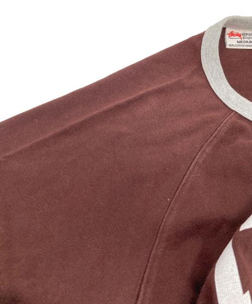 stussy（ステューシー）stussy (ステューシー) プリントスウェット　ブラウン　カレッジプリント　ツートン ブラウン サイズ:MEDIUMの古着・服飾アイテム