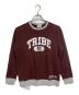 stussy（ステューシー）の古着「プリントスウェット　ブラウン　カレッジプリント　ツートン」｜ブラウン