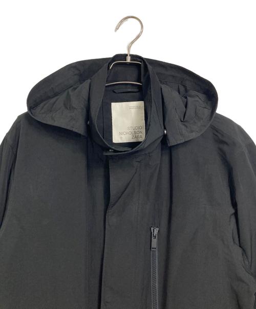 ZARA（ザラ）ZARA (ザラ) STUDIO NICHOLSON (スタジオ ニコルソン) コラボフーデッドコート ブラック サイズ:Sの古着・服飾アイテム