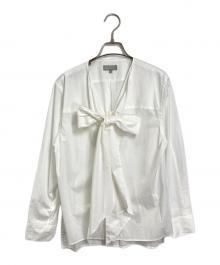 MARGARET HOWELL（マーガレットハウエル）の古着「WASHED COTTON ボウタイ ブラウス　日本製」｜ホワイト