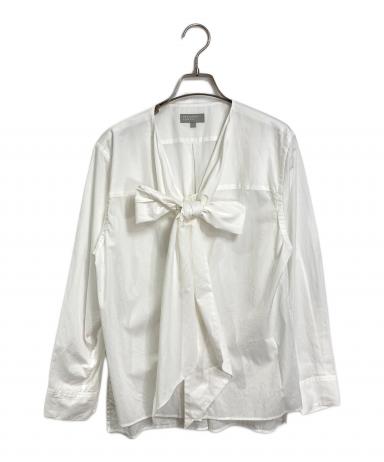 マーガレットハウエル リボンブラウス ボウタイシャツ 白 ホワイト サイズⅢ 中古・古着通販】MARGARET HOWELL (マーガレットハウエル) WASHED