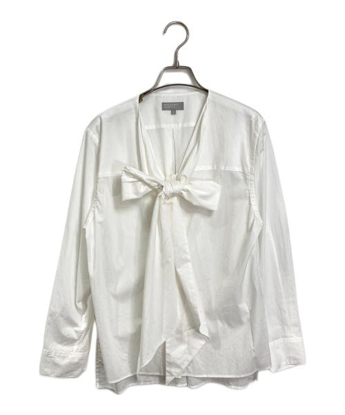 MARGARET HOWELL（マーガレットハウエル）MARGARET HOWELL (マーガレットハウエル) WASHED COTTON ボウタイ ブラウス　日本製 ホワイト サイズ:1の古着・服飾アイテム