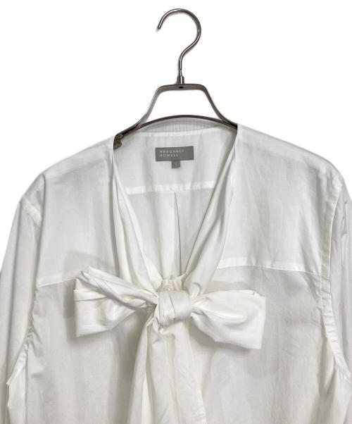 MARGARET HOWELL（マーガレットハウエル）MARGARET HOWELL (マーガレットハウエル) WASHED COTTON ボウタイ ブラウス　日本製 ホワイト サイズ:1の古着・服飾アイテム