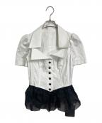 DOLCE & GABBANAドルチェ＆ガッバーナ）の古着「チュールドッキング半袖ブラウス  イタリア製」｜ホワイト