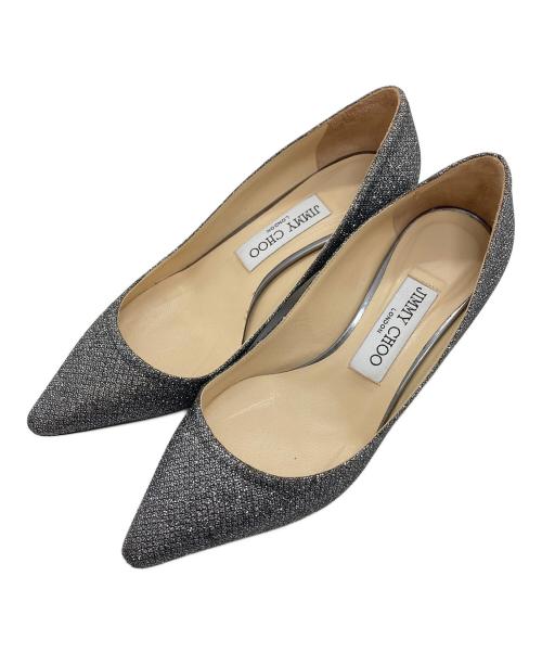 JIMMY CHOO（ジミーチュウ）JIMMY CHOO (ジミーチュウ) ラメパンプス　ローヒール　イタリア製 シルバー サイズ:35 1/2の古着・服飾アイテム