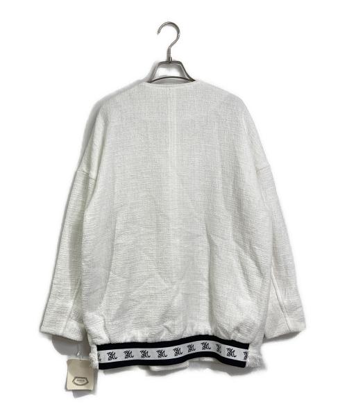 MARLENEDAM（マーレンダム）MARLENEDAM (マーレンダム) ツイードジャケット　ノーカラージャケット ホワイト サイズ:L 未使用品の古着・服飾アイテム