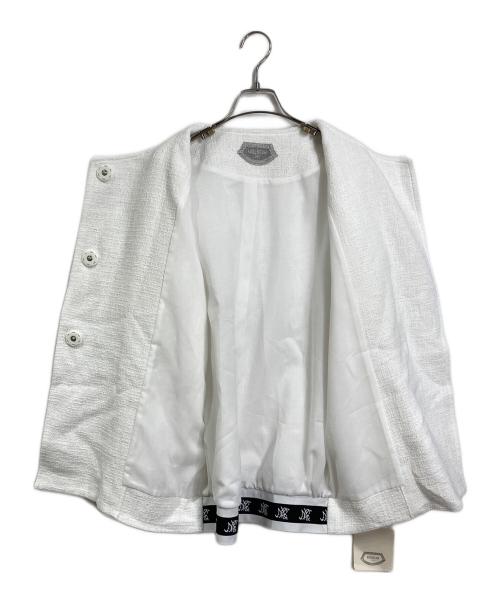 MARLENEDAM（マーレンダム）MARLENEDAM (マーレンダム) ツイードジャケット　ノーカラージャケット ホワイト サイズ:L 未使用品の古着・服飾アイテム