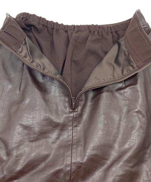 Ameri（アメリ）AMERI (アメリ) DEEP SLIT SYNTHETIC LEATHER SKIRT ディープ スリット シンセティック レザー スカート  ロングスカート ブラウン サイズ:Sの古着・服飾アイテム