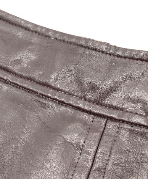 Ameri（アメリ）AMERI (アメリ) DEEP SLIT SYNTHETIC LEATHER SKIRT ディープ スリット シンセティック レザー スカート  ロングスカート ブラウン サイズ:Sの古着・服飾アイテム