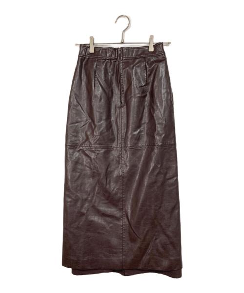 Ameri（アメリ）AMERI (アメリ) DEEP SLIT SYNTHETIC LEATHER SKIRT ディープ スリット シンセティック レザー スカート  ロングスカート ブラウン サイズ:Sの古着・服飾アイテム