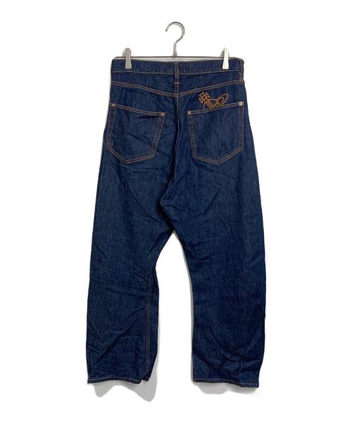 Vivienne Westwood man（ヴィヴィアン ウェストウッド マン）Vivienne Westwood man (ヴィヴィアン ウェストウッド マン) オーブ刺繍カーブデニム　5ポケット　日本製 インディゴ サイズ:44の古着・服飾アイテム