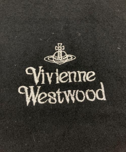 Vivienne Westwood（ヴィヴィアンウエストウッド）Vivienne Westwood (ヴィヴィアンウエストウッド) オーブ刺繍マフラー　イタリア製 ブラック サイズ:実寸参照の古着・服飾アイテム