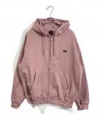 HUFハフ）の古着「CLASSIC FLEECE FULL ZIP HOODIE」｜ピンク