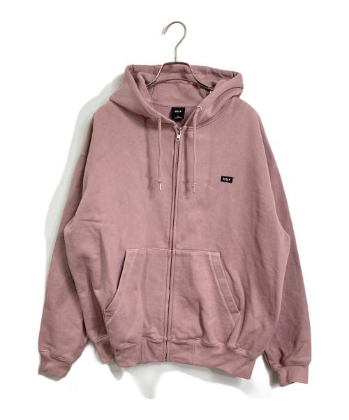HUF（ハフ）HUF (ハフ) CLASSIC FLEECE FULL ZIP HOODIE ピンク サイズ:Mの古着・服飾アイテム