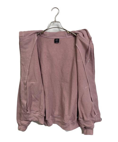 HUF（ハフ）HUF (ハフ) CLASSIC FLEECE FULL ZIP HOODIE ピンク サイズ:Mの古着・服飾アイテム
