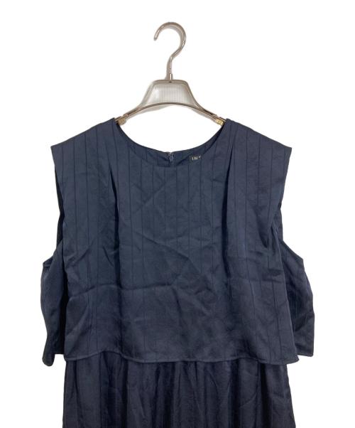 INDIVI（インディヴィ）INDIVI (インディヴィ) ストライプ柄サテンワンピース ネイビー サイズ:15 未使用品の古着・服飾アイテム