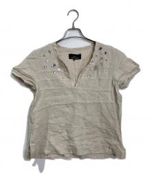 tricot COMME des GARCONS（トリココムデギャルソン）の古着「ビジューリネンブラウス　日本製」｜ベージュ