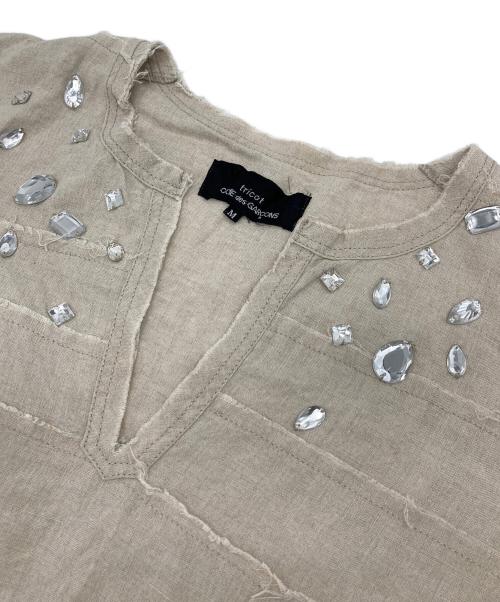 tricot COMME des GARCONS（トリココムデギャルソン）tricot COMME des GARCONS (トリココムデギャルソン) ビジューリネンブラウス　日本製 ベージュ サイズ:Mの古着・服飾アイテム