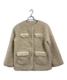 HER LIP TO（ハーリップトゥ）の古着「ROYAL FAUX FUR COAT　ロイヤルフェイクファーコート　アウター」｜ベージュ