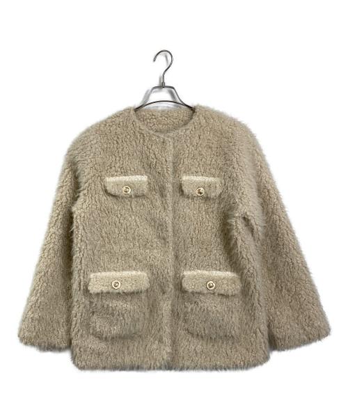 HER LIP TO（ハーリップトゥ）HER LIP TO (ハーリップトゥ) ROYAL FAUX FUR COAT　ロイヤルフェイクファーコート　アウター ベージュ サイズ:Mの古着・服飾アイテム