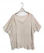 evam evaエヴァムエヴァ）の古着「linen silk pullover サマーニット　ラグランニット　シルク混ニット」｜ベージュ