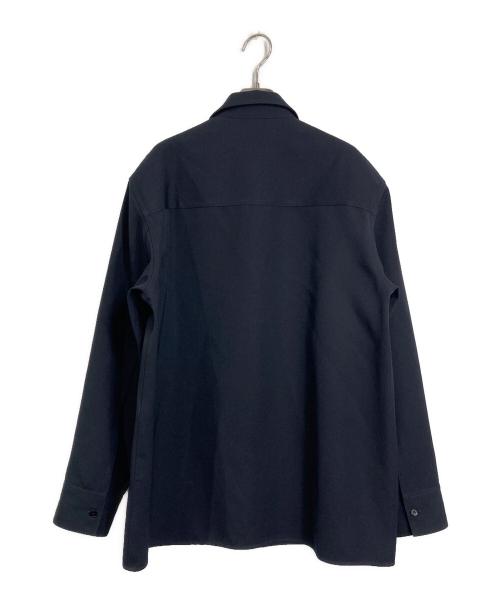 JIL SANDER（ジルサンダー）JIL SANDER (ジルサンダー) シャツジャケット　ストレートボクシー カットブルゾン　ウールジャケット　ギャバジン生地　22AW ネイビー サイズ:40（実寸参照）の古着・服飾アイテム