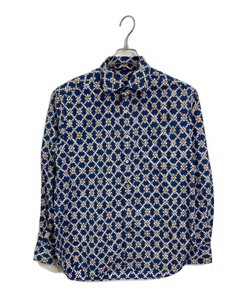 45R（フォーティファイブ・アール）45R (フォーティファイブ・アール) 総柄シャツ　長袖シャツ　日本製 インディゴ サイズ:3（実寸参照）の古着・服飾アイテム