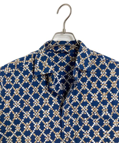 45R（フォーティファイブ・アール）45R (フォーティファイブ・アール) 総柄シャツ　長袖シャツ　日本製 インディゴ サイズ:3（実寸参照）の古着・服飾アイテム