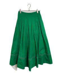 ne quittez pas（ヌキテパ）の古着「Cotton Dobby Check Tuck Skirt  コットンドビーチェックタックスカート ロングスカート　25SS」｜グリーン