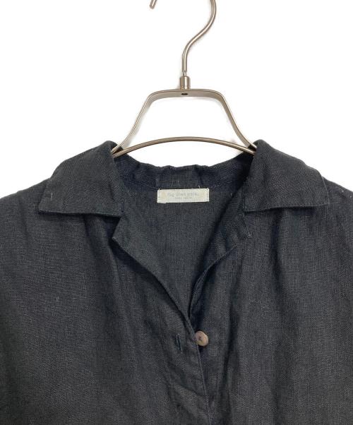 fog linen work（フォグリネンワーク）fog linen work (フォグリネンワーク) 半袖リネンワンピース　ロングワンピース ブラック サイズ:実寸参照の古着・服飾アイテム