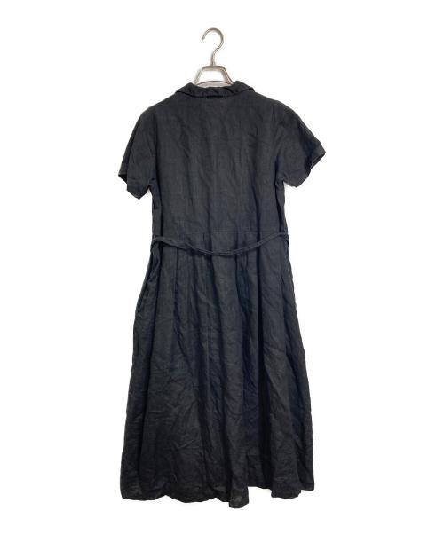 fog linen work（フォグリネンワーク）fog linen work (フォグリネンワーク) 半袖リネンワンピース　ロングワンピース ブラック サイズ:実寸参照の古着・服飾アイテム