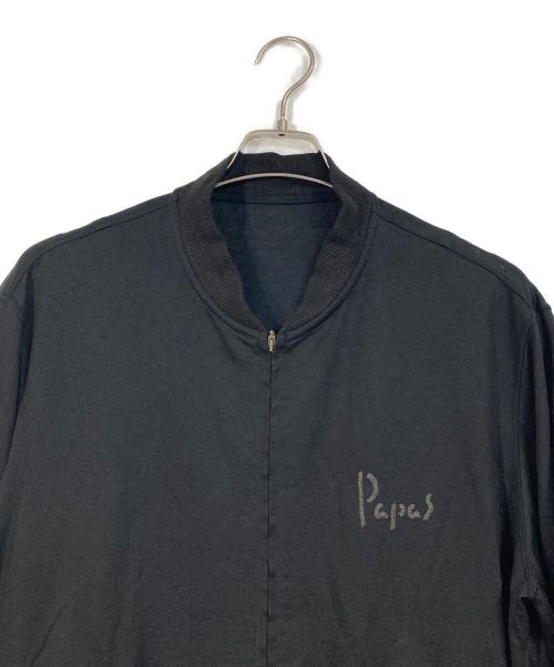 PAPAS（パパス）PAPAS (パパス) 23SS リネンニットボンバーブルゾン ブラック サイズ:Mの古着・服飾アイテム