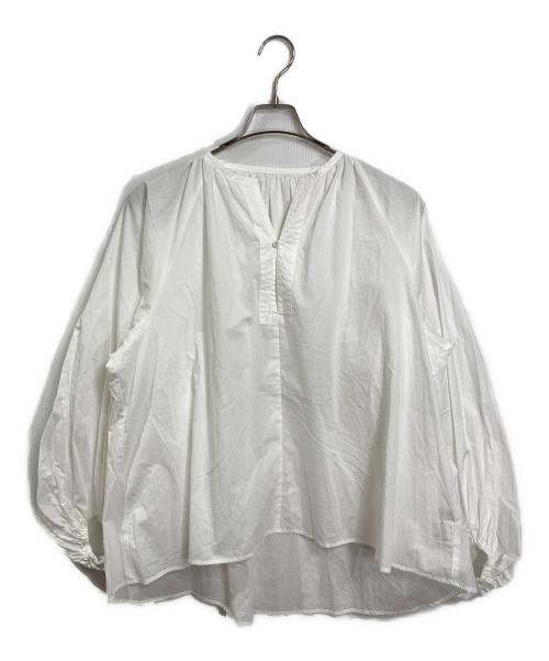 Spick and Span（スピック＆スパン）Spick and Span (スピック＆スパン) スキッパーギャザーブラウス　長袖ブラウス ホワイト サイズ:実寸参照の古着・服飾アイテム