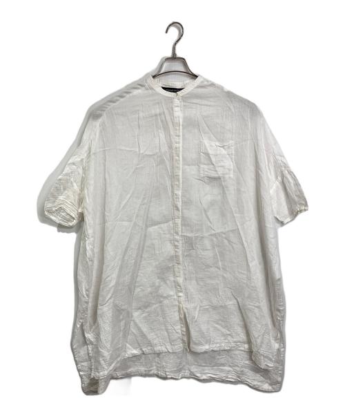 mizuiro-ind（ミズイロインド）mizuiro-ind (ミズイロインド) コットン半袖シャツワンピース　ロングワンピース　日本製 ホワイト サイズ:実寸参照の古着・服飾アイテム