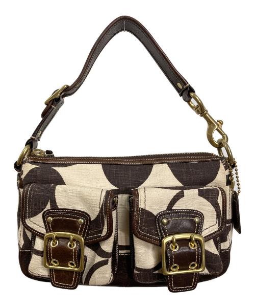 COACH（コーチ）COACH (コーチ) ワンショルダーバッグ　シグネチャー ブラウン サイズ:実寸参照の古着・服飾アイテム
