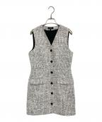 theoryセオリー）の古着「MOD TWEED BLAZER DRESS ノースリーブワンピース」｜ホワイト×ブラック