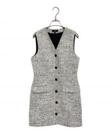 theory（セオリー）の古着「MOD TWEED BLAZER DRESS ノースリーブワンピース」｜ホワイト×ブラック