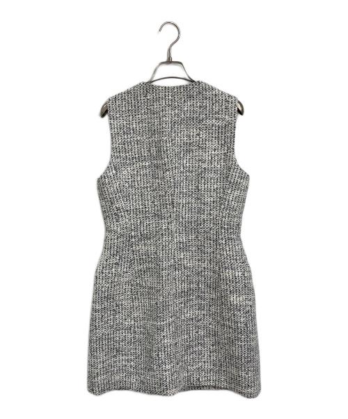 theory（セオリー）theory (セオリー) MOD TWEED BLAZER DRESS ノースリーブワンピース ホワイト×ブラック サイズ:2の古着・服飾アイテム