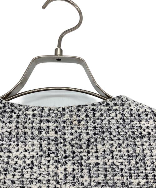 theory（セオリー）theory (セオリー) MOD TWEED BLAZER DRESS ノースリーブワンピース ホワイト×ブラック サイズ:2の古着・服飾アイテム