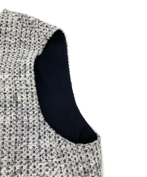 theory（セオリー）theory (セオリー) MOD TWEED BLAZER DRESS ノースリーブワンピース ホワイト×ブラック サイズ:2の古着・服飾アイテム