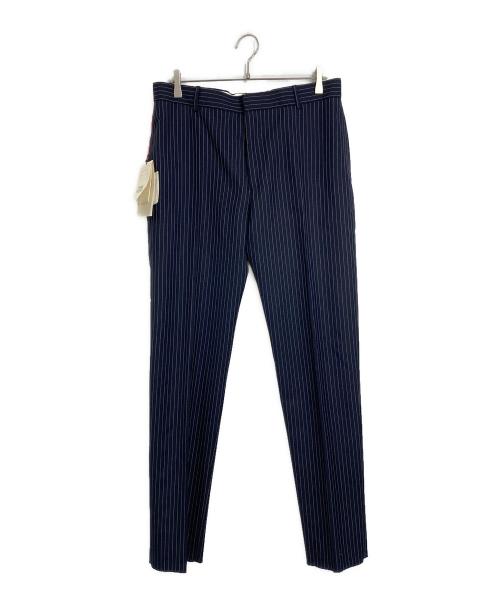 ALEXANDER McQUEEN（アレキサンダーマックイーン）ALEXANDER McQUEEN (アレキサンダーマックイーン) ウールストライプスラックス ネイビー サイズ:50の古着・服飾アイテム