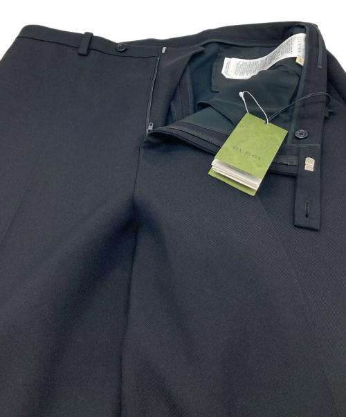 GUCCI（グッチ）GUCCI (グッチ) ハイウエストワイドレッグパンツ ブラック サイズ:48の古着・服飾アイテム