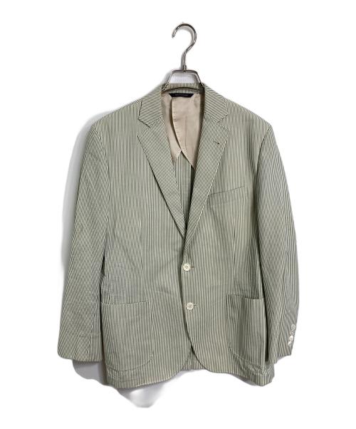 BROOKS BROTHERS（ブルックスブラザーズ）BROOKS BROTHERS (ブルックスブラザーズ) ストライプテーラードジャケット　シアサッカー　グリーン ベージュ×グリーン サイズ:40sの古着・服飾アイテム