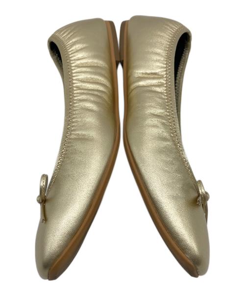 DRESSTERIOR（ドレステリア）DRESSTERIOR (ドレステリア) ソフトレザーバレエシューズ ゴールド サイズ:37の古着・服飾アイテム