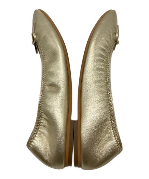 DRESSTERIOR（ドレステリア）DRESSTERIOR (ドレステリア) ソフトレザーバレエシューズ ゴールド サイズ:37の古着・服飾アイテム