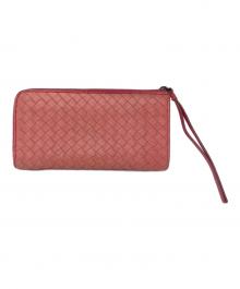 BOTTEGA VENETA（ボッテガベネタ）の古着「イントレチャート長財布　レザー財布　イタリア製」｜ピンク