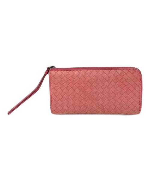 BOTTEGA VENETA（ボッテガベネタ）BOTTEGA VENETA (ボッテガベネタ) イントレチャート長財布　レザー財布　イタリア製 ピンク サイズ:実寸参照の古着・服飾アイテム