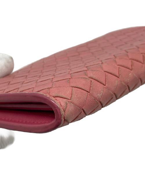 BOTTEGA VENETA（ボッテガベネタ）BOTTEGA VENETA (ボッテガベネタ) イントレチャート長財布　レザー財布　イタリア製 ピンク サイズ:実寸参照の古着・服飾アイテム