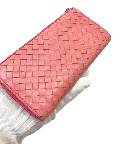 BOTTEGA VENETA（ボッテガベネタ）BOTTEGA VENETA (ボッテガベネタ) イントレチャート長財布　レザー財布　イタリア製 ピンク サイズ:実寸参照の古着・服飾アイテム