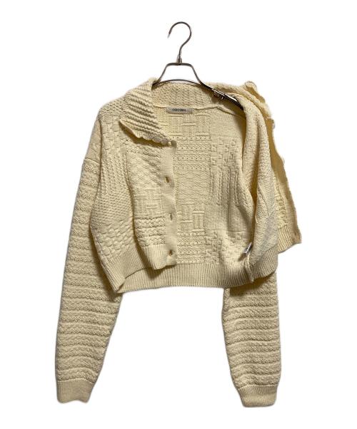 COCODEAL（ココディール）COCODEAL (ココディール) パッチワークカーディガン ベージュ サイズ:2の古着・服飾アイテム